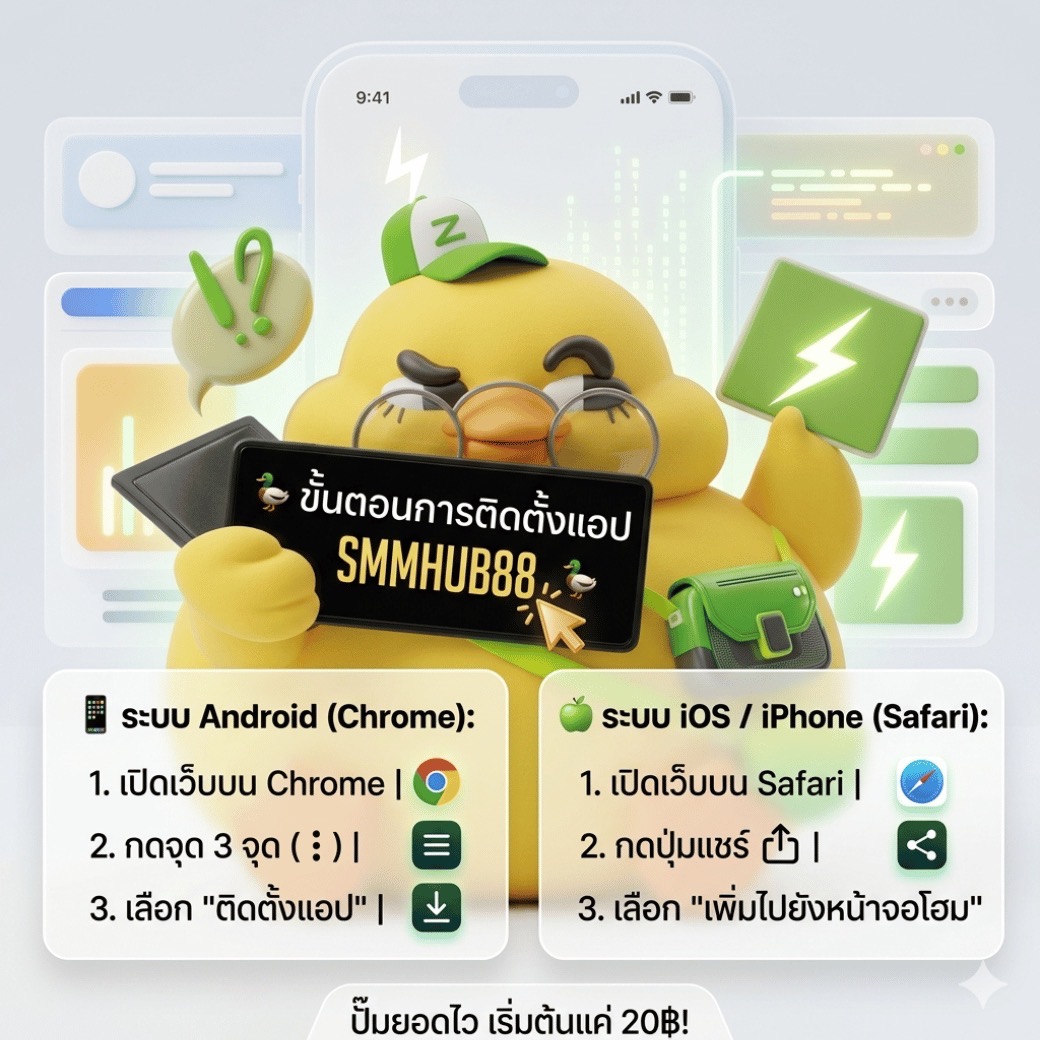 📱 SMMHUB88 ในมือคุณ! ติดตั้งแอปฯ ง่ายๆ ปั๊มไลก์ไวได้ทุกที่